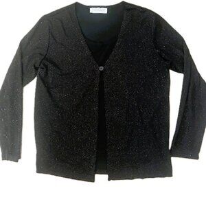 Impressions of CA Ladies Eve Mock Front Cardigan Medium Black Shimmering Read
